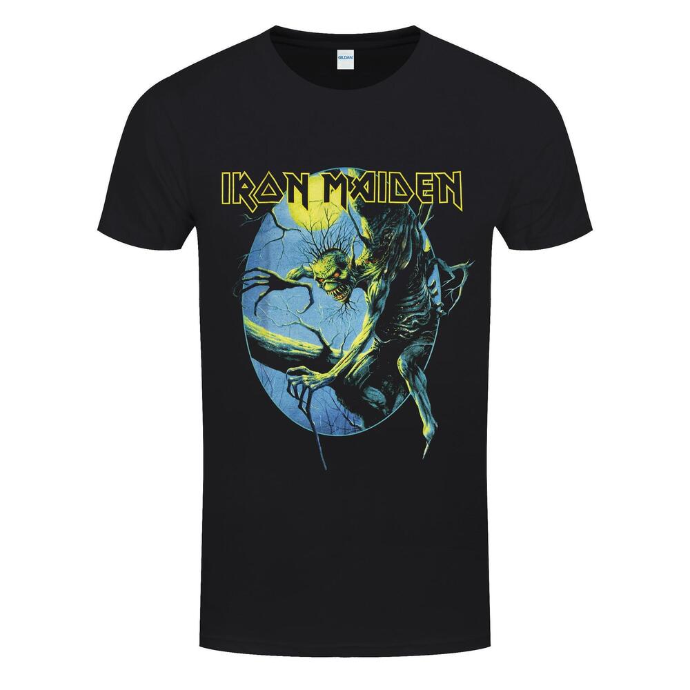 Iron Maiden Fear Of The Dark Oval Eddie Moon Mens Black Tshirt